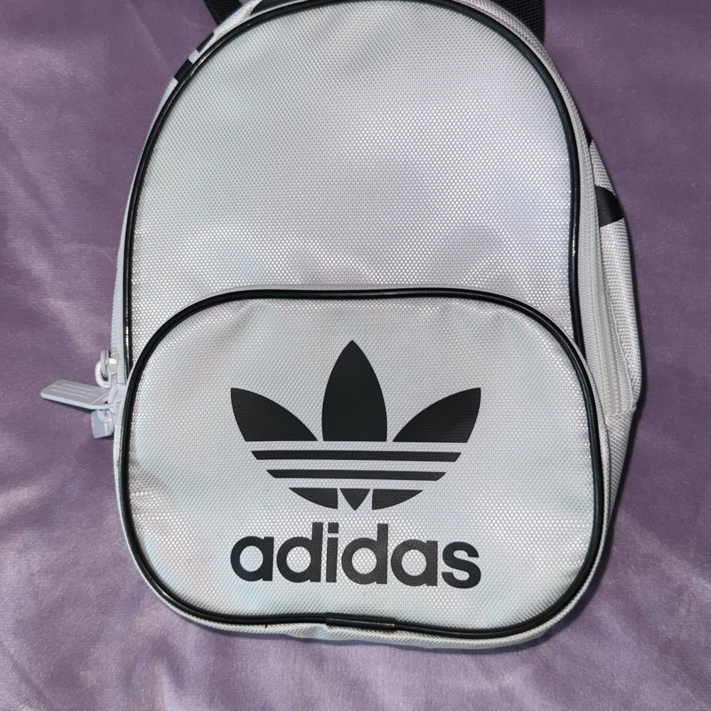 adidas White and Black Trefoil Mini Backpack